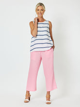 Load image into Gallery viewer, Stripe Back Button Tank Indigo