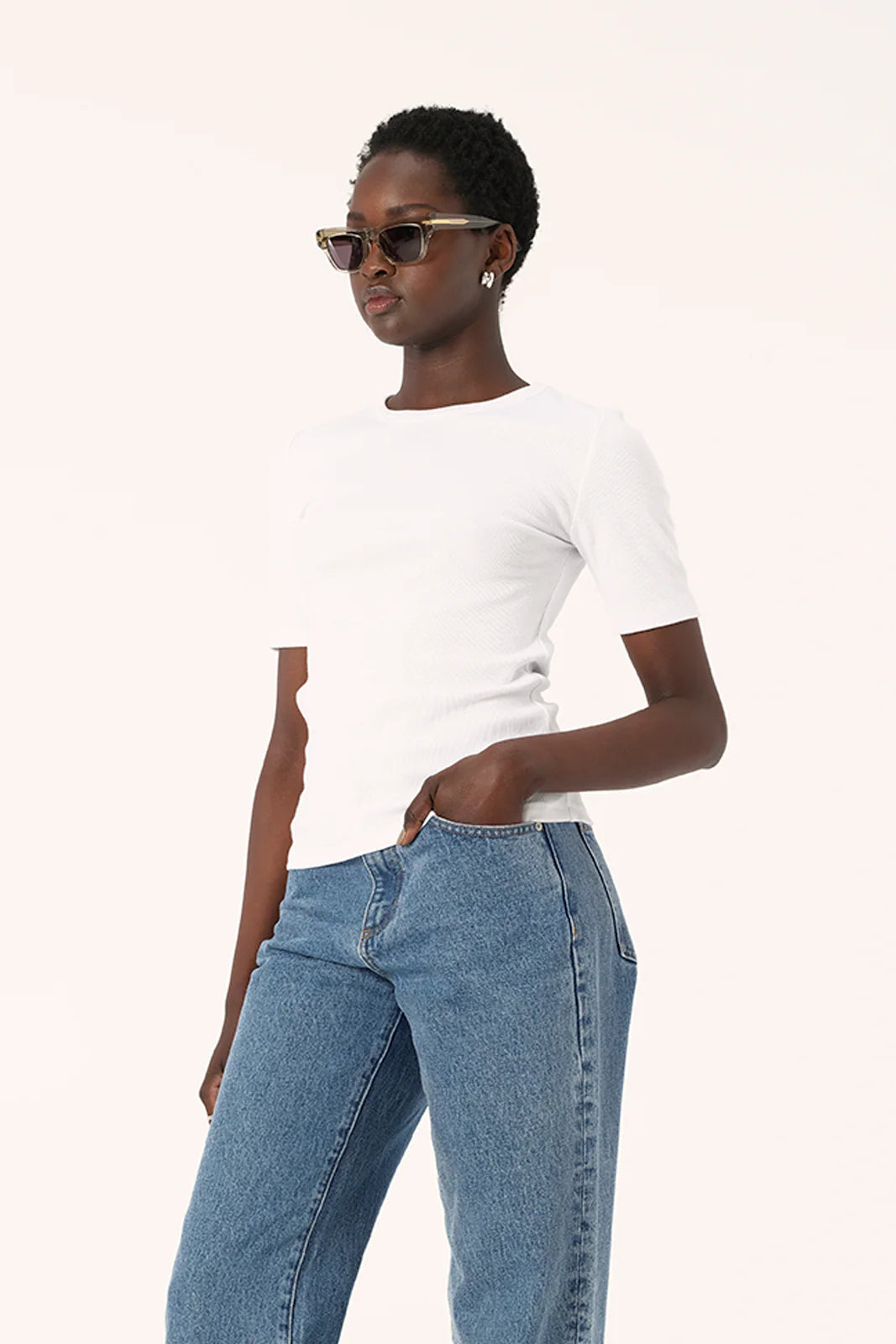 Nola Short Sleeve Top White