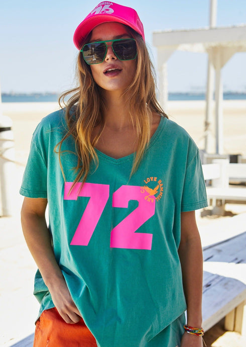 Vintage Faded Jade 72 V Neck Tee