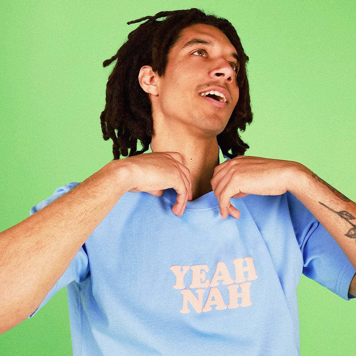 Yeah Nah Slang Tee in Blue