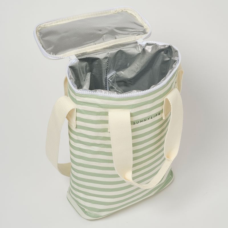Light Cooler Drinks Bag Sea Sage Stripe