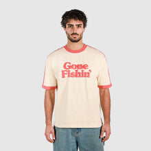 Load image into Gallery viewer, Gone Fishin Boxy Ringer Tee in Off White