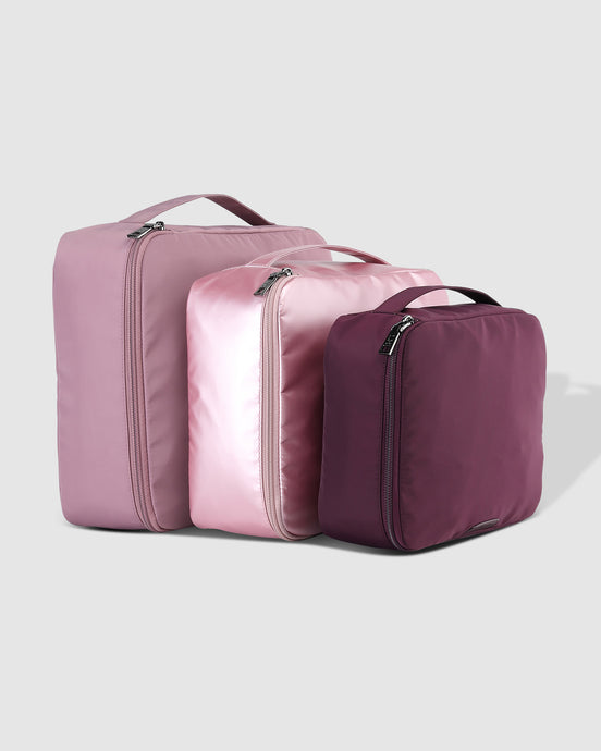 Madras 3 Piece Packing Cube Set Multi Pink