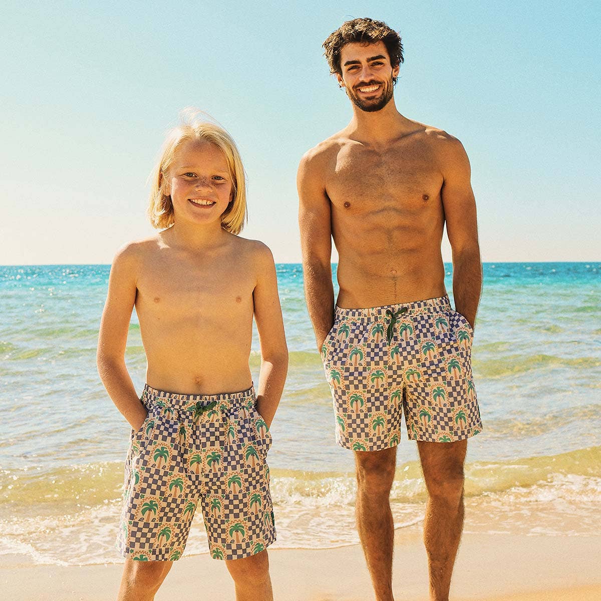 Palm Check Party Everyday Shorts in White