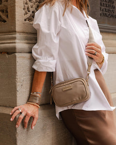 Sylvia Nylon Crossbody Bag Beige