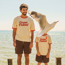 Load image into Gallery viewer, Gone Fishin Boxy Ringer Tee in Off White