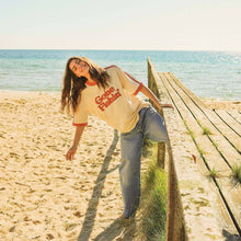 Load image into Gallery viewer, Gone Fishin Boxy Ringer Tee in Off White