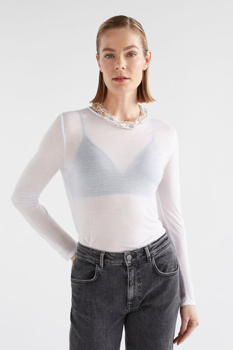 Sheer Long Sleeve Tshirt White
