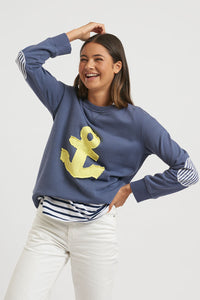 Frayed Anchor Cotton Sweatshirt - Old Navy/Yellow