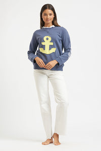 Frayed Anchor Cotton Sweatshirt - Old Navy/Yellow