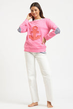 Load image into Gallery viewer, Frayed Anchor Cotton Sweatshirt - Hot Pink/ Portsea Red
