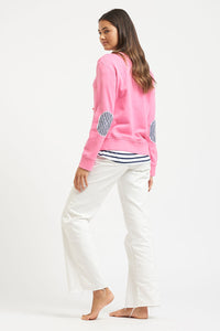 Frayed Anchor Cotton Sweatshirt - Hot Pink/ Portsea Red