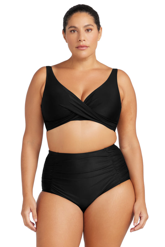 hues raphael high waist rouched swim pant