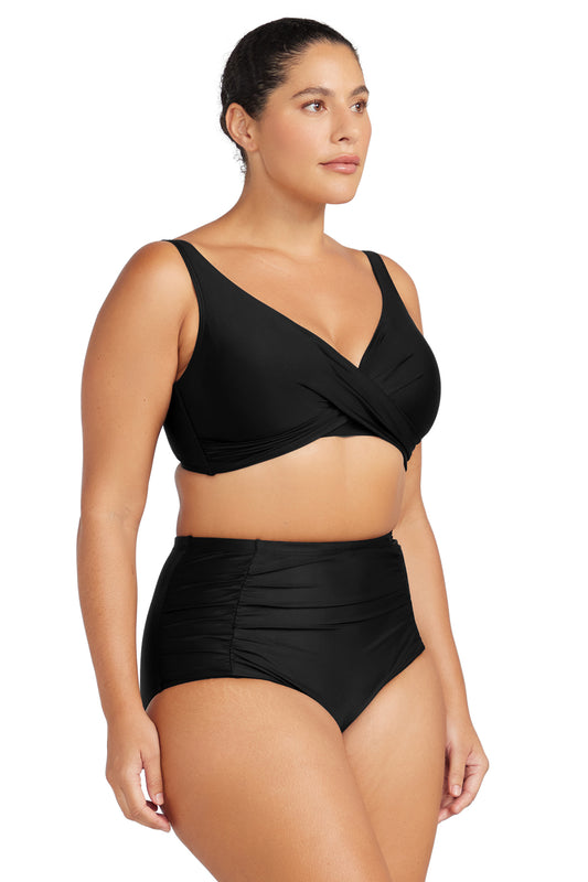 hues raphael high waist rouched swim pant