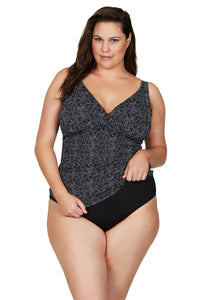 Zig Zag Delacroix Tankini Top - Black