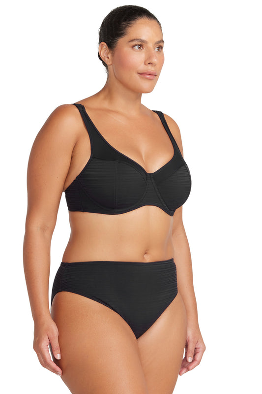 Hues Monet curve fit mid rise swim pant black
