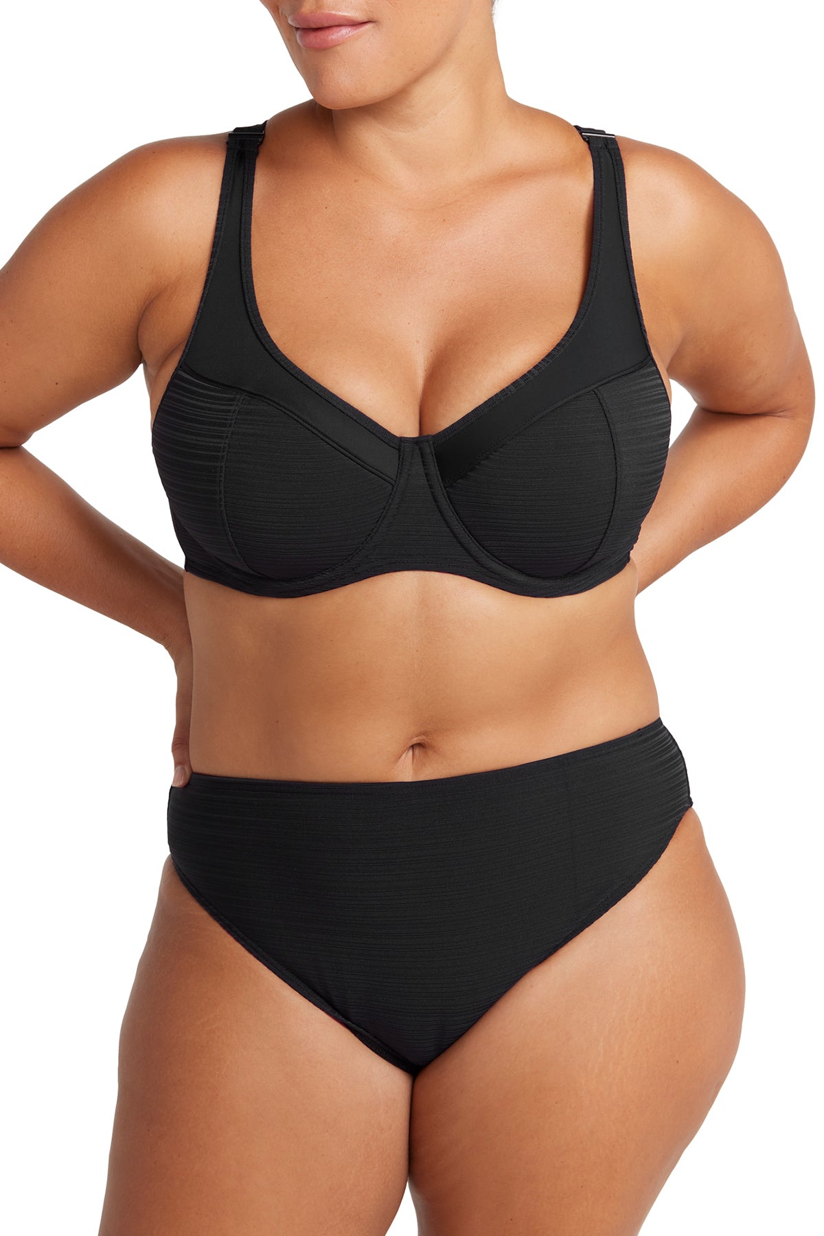 Hues Monet curve fit mid rise swim pant black