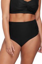 Load image into Gallery viewer, Hues Rouched Side High Waist Pant Black