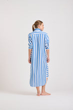 Load image into Gallery viewer, The Andrea Shirtdress - Mid Blue Wide Stripe