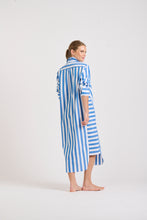 Load image into Gallery viewer, The Andrea Shirtdress - Mid Blue Wide Stripe