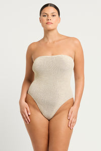belt fane one piece white lurex