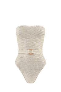 belt fane one piece white lurex
