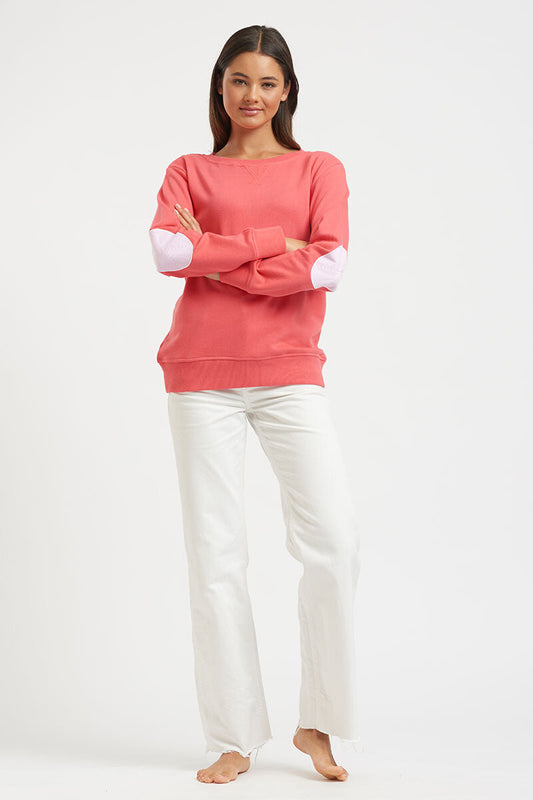 Classic Cotton Sweatshirt - Portsea Red & Powder Pink