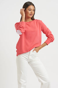Classic Cotton Sweatshirt - Portsea Red & Powder Pink