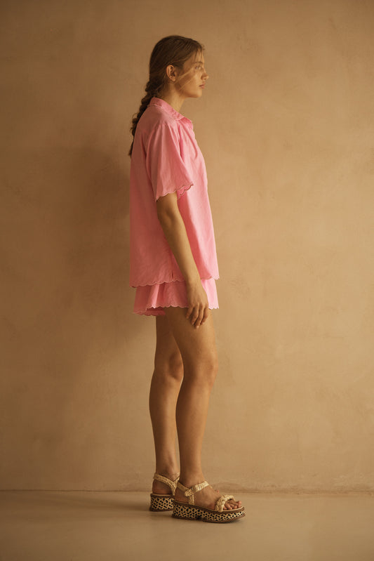 CLAVELL Scallop Short Sleeve Shirt