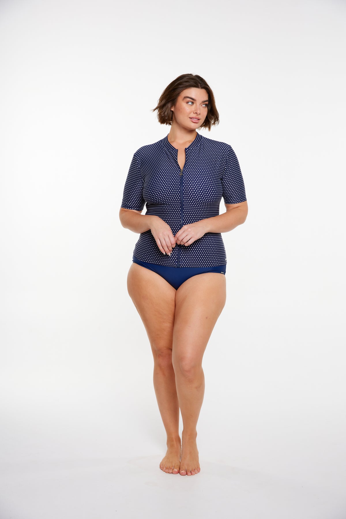 Short Sleeve Rash Vest Navy and White Dots