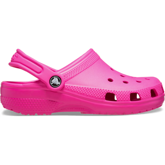 Pink clog shoe on a white background