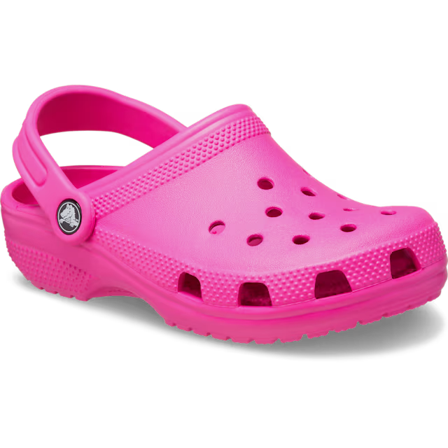 Pink clog shoe on a white background