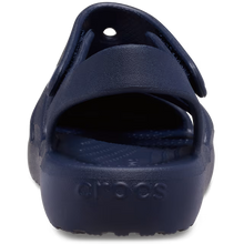 Load image into Gallery viewer, Navy sandal with a visible brand logo on a white background