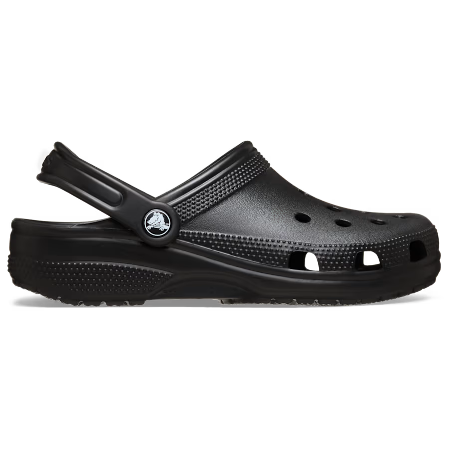 Black clog sandal on a white background