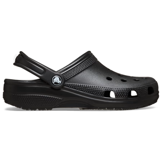 Black clog sandal on a white background