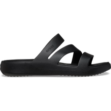 Load image into Gallery viewer, Black sandal with 'Crocs' branding on a white background