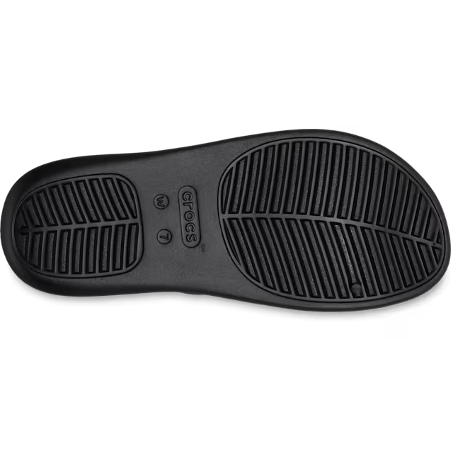 Black Crocs sandal sole on a white background