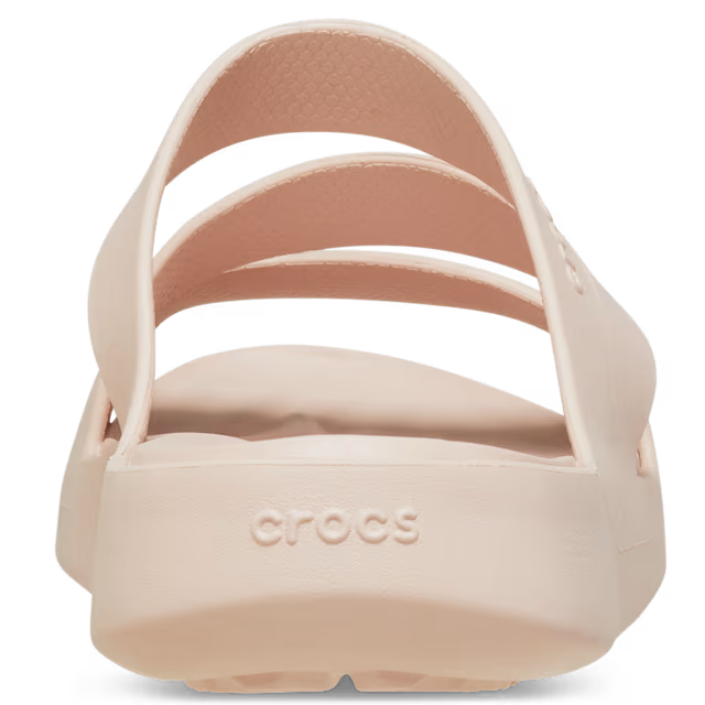 Beige sandal with 'Croc' branding on a transparent background
