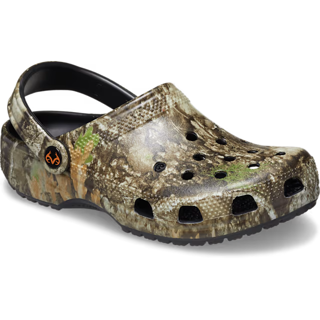 Camouflage clog shoe on a white background