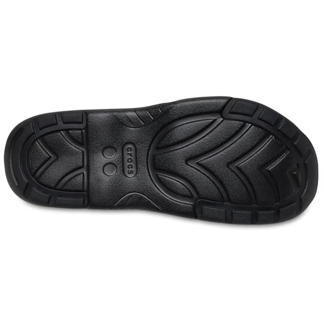 Black shoe sole with a brand logo on a white background