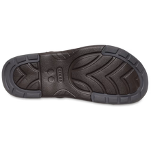 Load image into Gallery viewer, Dark brown shoe sole with visible brand logo on a white background