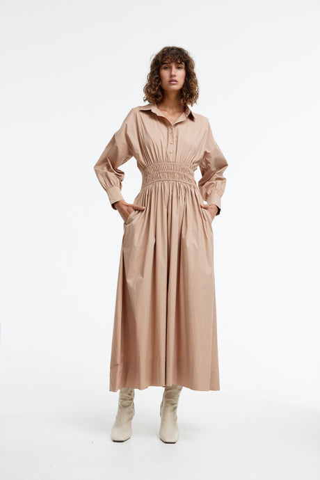 Emma Shirt Dress - Almond