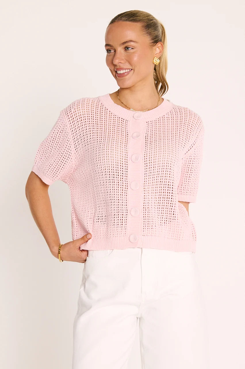 Elsie Crochet Top - Pink