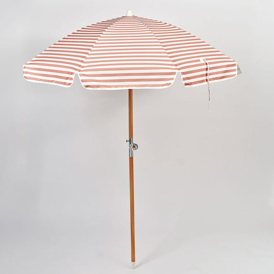 Luxe Beach Umbrella Tierra Clay Stripe