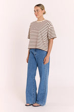 Load image into Gallery viewer, Carter Boxy Tee - Chocolate Cream Stripe