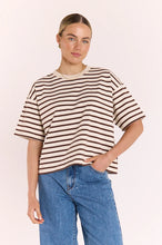 Load image into Gallery viewer, Carter Boxy Tee - Chocolate Cream Stripe