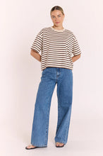 Load image into Gallery viewer, Carter Boxy Tee - Chocolate Cream Stripe