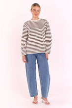 Load image into Gallery viewer, Carter Long Sleeve Tee - Chocolate Cream Stripe
