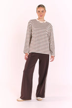 Load image into Gallery viewer, Carter Long Sleeve Tee - Chocolate Cream Stripe