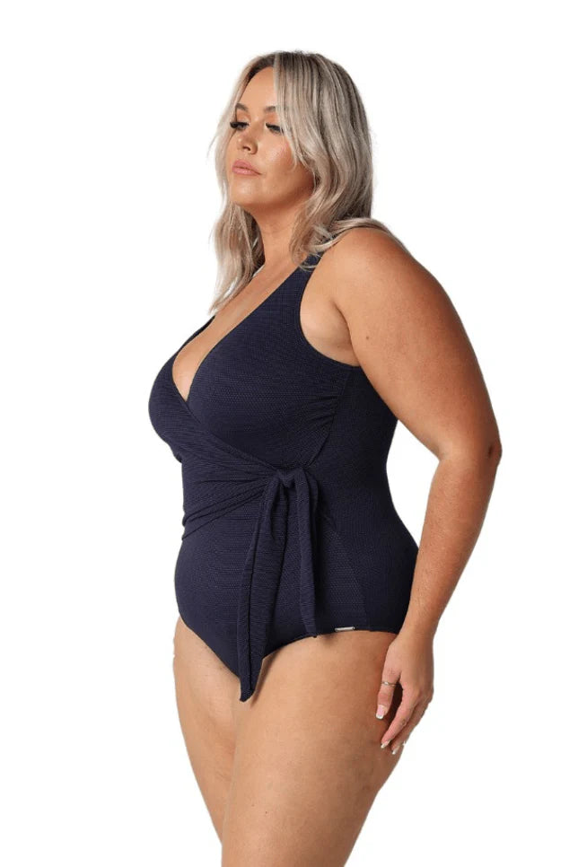 Waist Tie Wrap One Piece Honey Comb